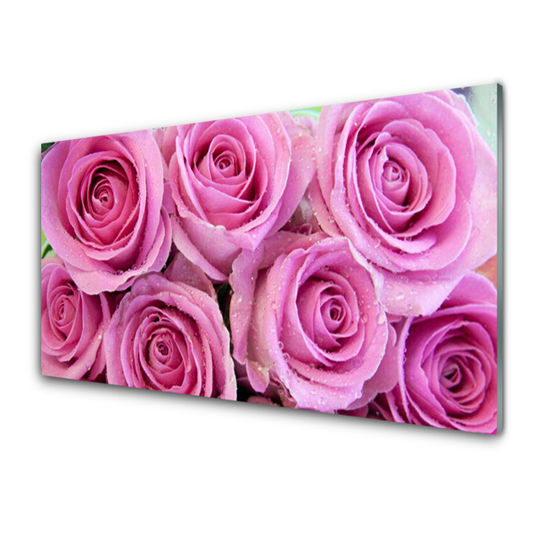 Konyhai üveg fali panel Rózsa virágok plant