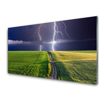 Konyhai dekor panel Lightning field landscape
