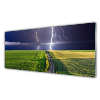 Konyhai dekor panel Lightning field landscape
