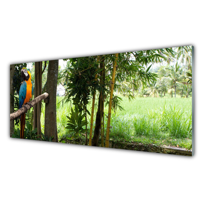Konyhai falvédő panel Parrot fa természet
