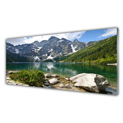 Konyhai üveg fali panel Lake hegyek táj