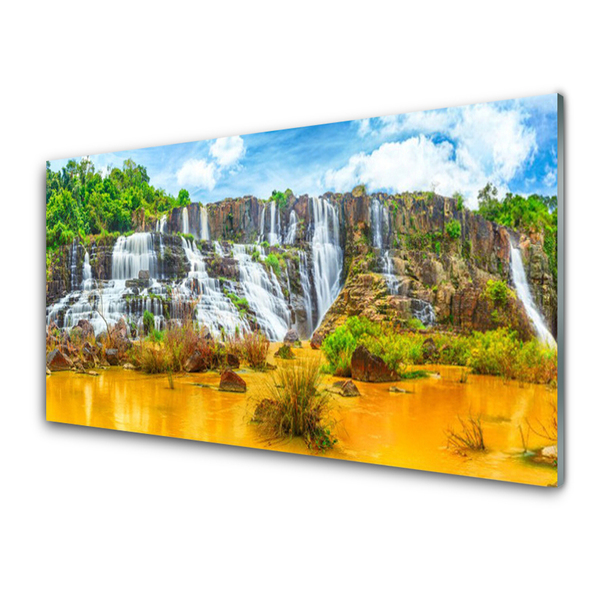 Konyhai falvédő panel Waterfall fák természet