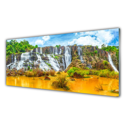 Konyhai falvédő panel Waterfall fák természet