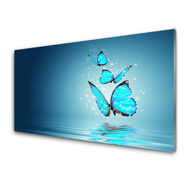 Konyhai hátfal panel Butterflies blue water art