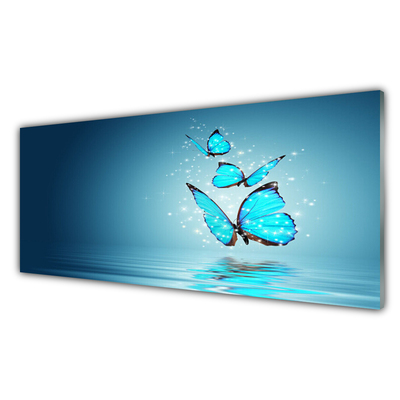 Konyhai hátfal panel Butterflies blue water art