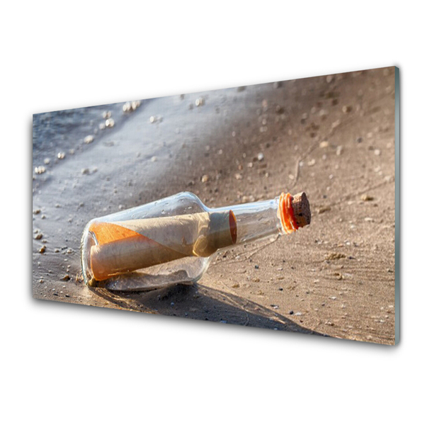 Konyhai fali panel Letter bottle beach art