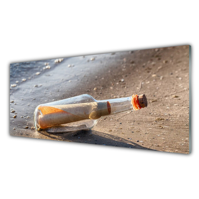 Konyhai fali panel Letter bottle beach art