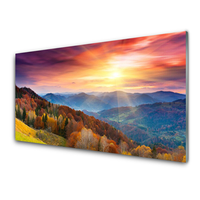 Konyhai dekor panel A sun mountain forest landscape