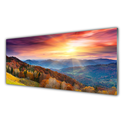 Konyhai dekor panel A sun mountain forest landscape