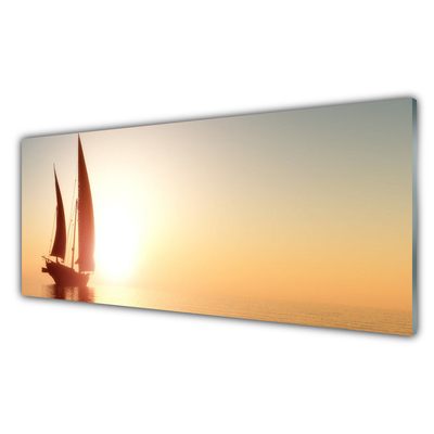 Konyhai falburkoló panel Boat sea sun landscape
