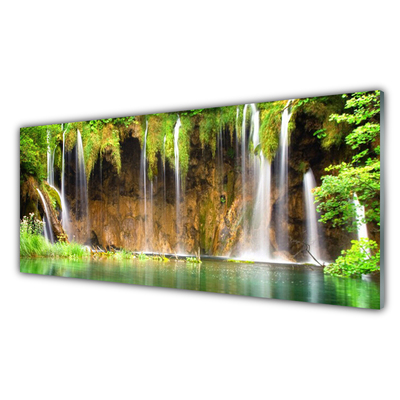 Konyhai hátfal panel Waterfall lake nature