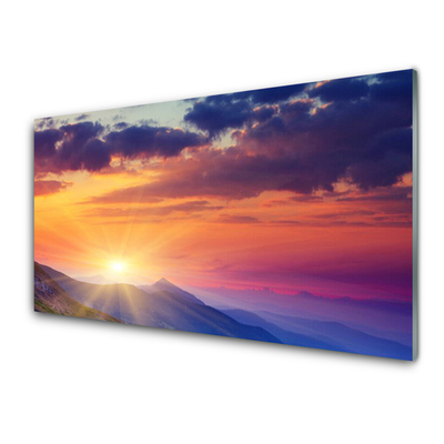 Konyhai dekor panel Sun hegyi táj