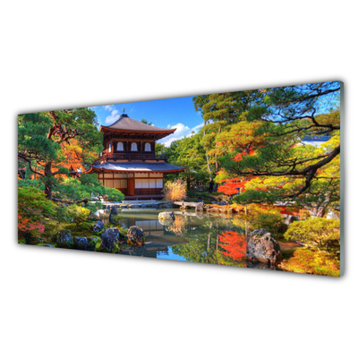 Konyhai üveg fali panel Landscape garden japán