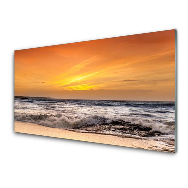 Konyhai falvédő panel Sun sea waves landscape