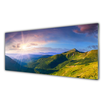 Konyhai dekor panel Sun mountain meadow landscape