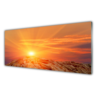 Konyhai hátfal panel Sun sky hegyi táj