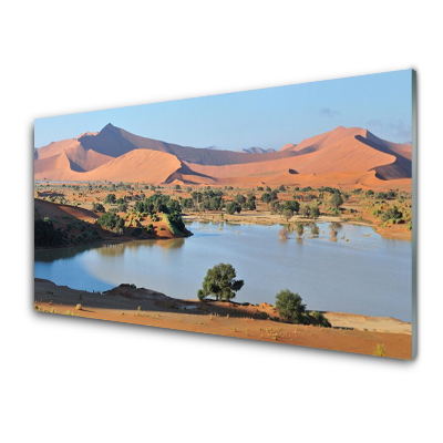 Konyhai fali panel Lake desert landscape