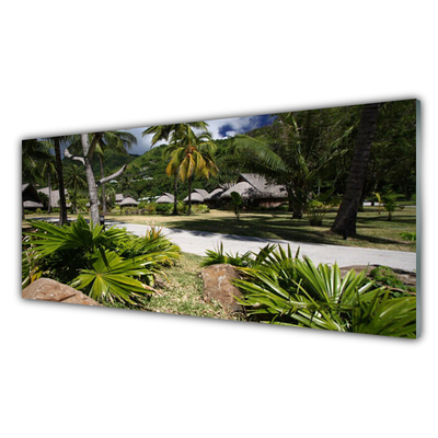 Konyhai üveg fali panel A levelek palm trees nature