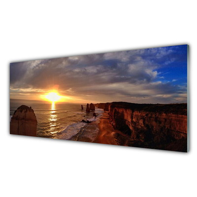 Konyhai üveg fali panel Sea sun landscape