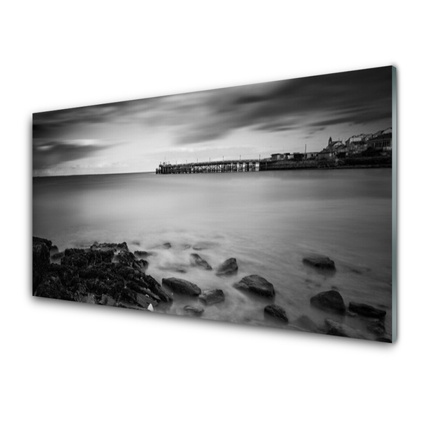 Konyhai üveg fali panel Sea pier landscape