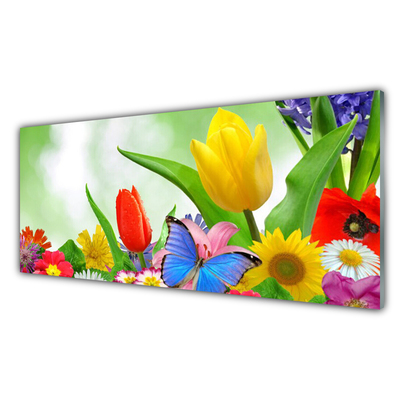 Konyhai dekor panel Butterfly flowers nature