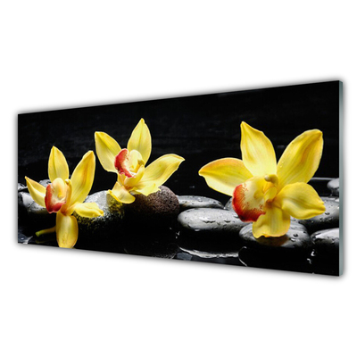 Konyhai üveg fali panel Virág orchidea növény