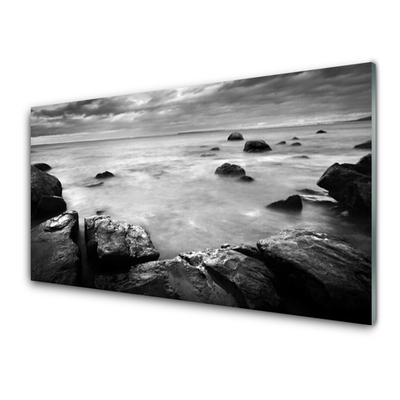 Konyhai falvédő panel Sea rock landscape