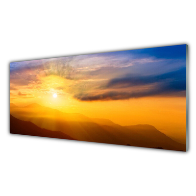 Konyhai falvédő panel Mountain sun felhők táj