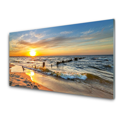 Konyhai hátfal panel Sea sunset beach