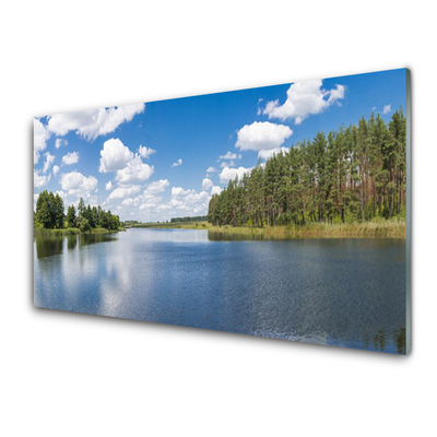 Konyhai falvédő panel Lake forest landscape