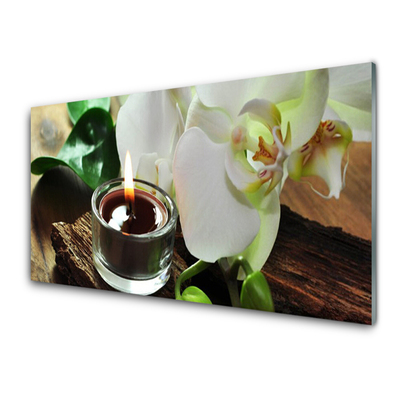 Konyhai üveg fali panel Orchid gyertya spa