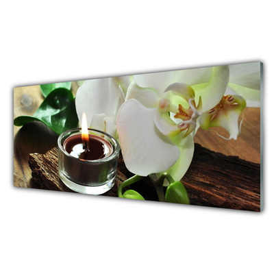 Konyhai üveg fali panel Orchid gyertya spa