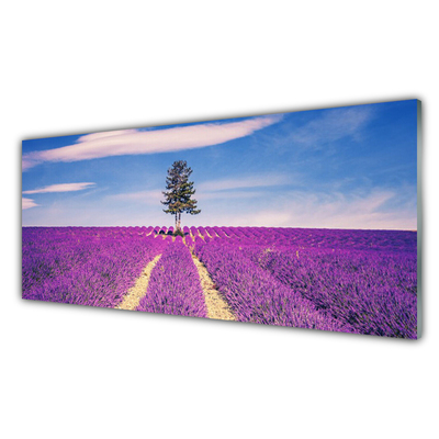 Konyhai fali panel Lavender field mező fa