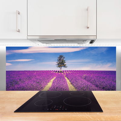 Konyhai fali panel Lavender field mező fa