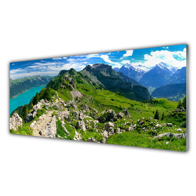 Konyhai üveg fali panel Mező mountain nature landscape
