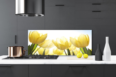 Konyhai üveg fali panel Tulipán virágok rays