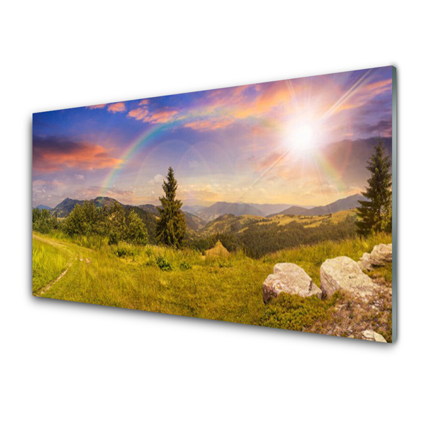 Konyhai falvédő panel Mountain meadow nature sky