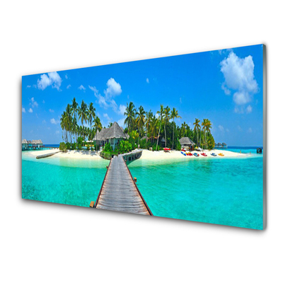 Konyhai falburkoló panel Tropical palm beach