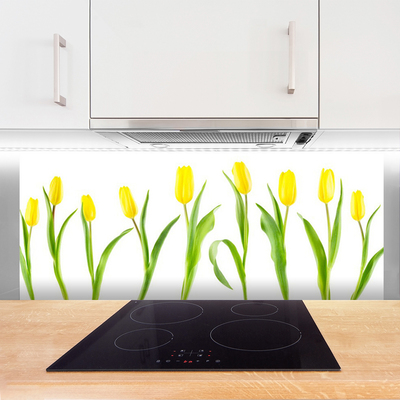 Konyhai hátfal panel Tulipán sárga virágok