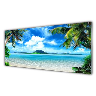 Konyhai falvédő panel Trópusi pálma sea island