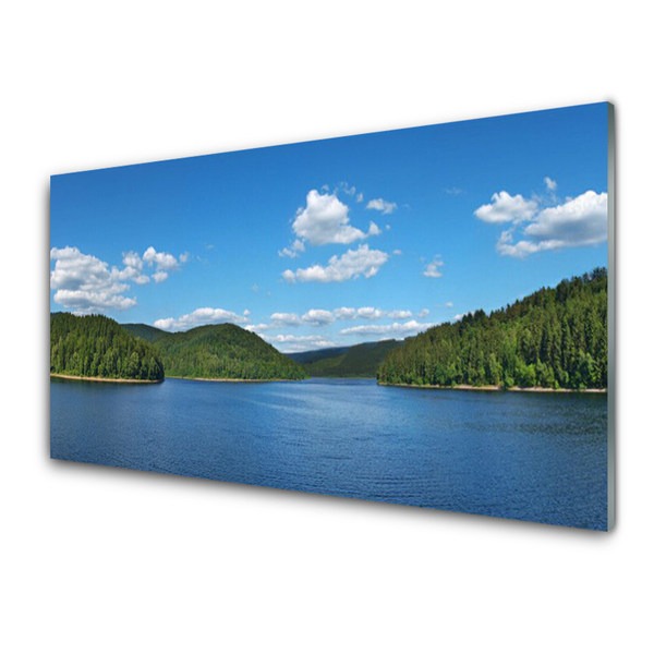 Konyhai hátfal panel Lake forest landscape