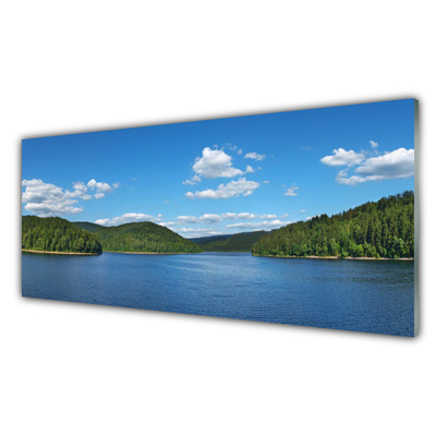 Konyhai hátfal panel Lake forest landscape