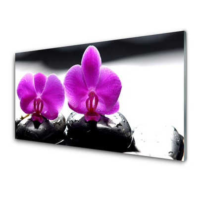Konyhai üveg fali panel Orchidea virágok természet