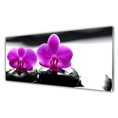 Konyhai üveg fali panel Orchidea virágok természet