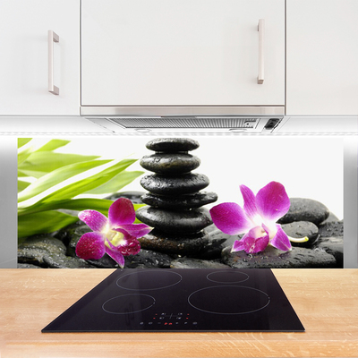Konyhai fali panel Orchid zen spa stones