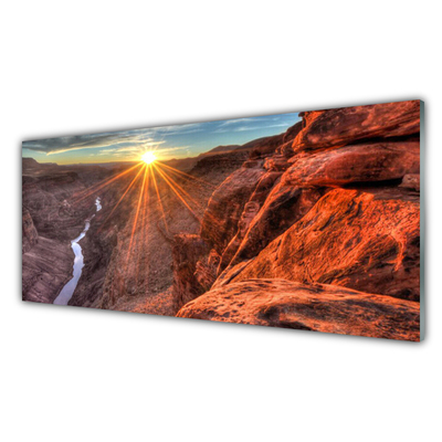 Konyhai üveg fali panel Sun desert landscape