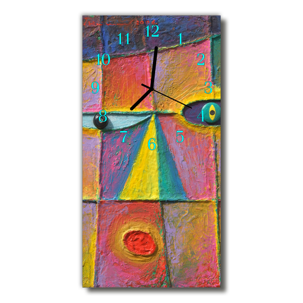 Függőleges üvegóra Abstract art színes nyomtatás