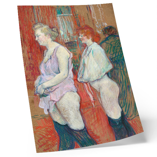 Retro plakát Rue des Moulins (1894) nagy felbontású festmény, Henri de Toulouse-Lautrec