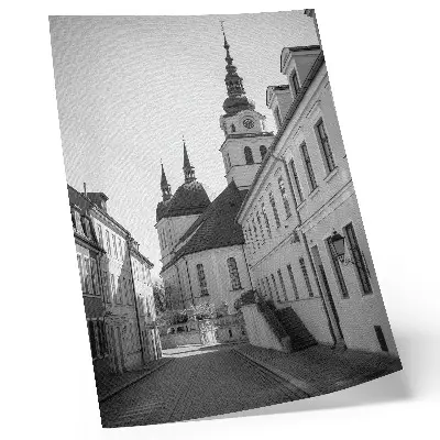 Poszter történelmi épületek elegáns építészeti részletekkel
