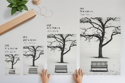 Poszter nyomtatás Minimalista tájkép egy fával és egy paddal